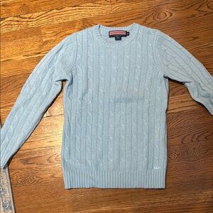 Vineyard Vines Blue Cashmere Cable Knit Crew Neck Sweater